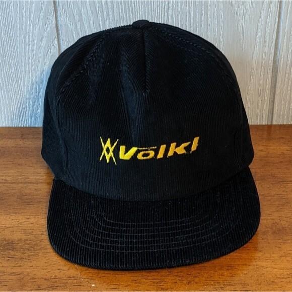 VTG Black Corduroy Snapback Hat Made In The USA Volki EUC OSFM - Picture 1 of 8